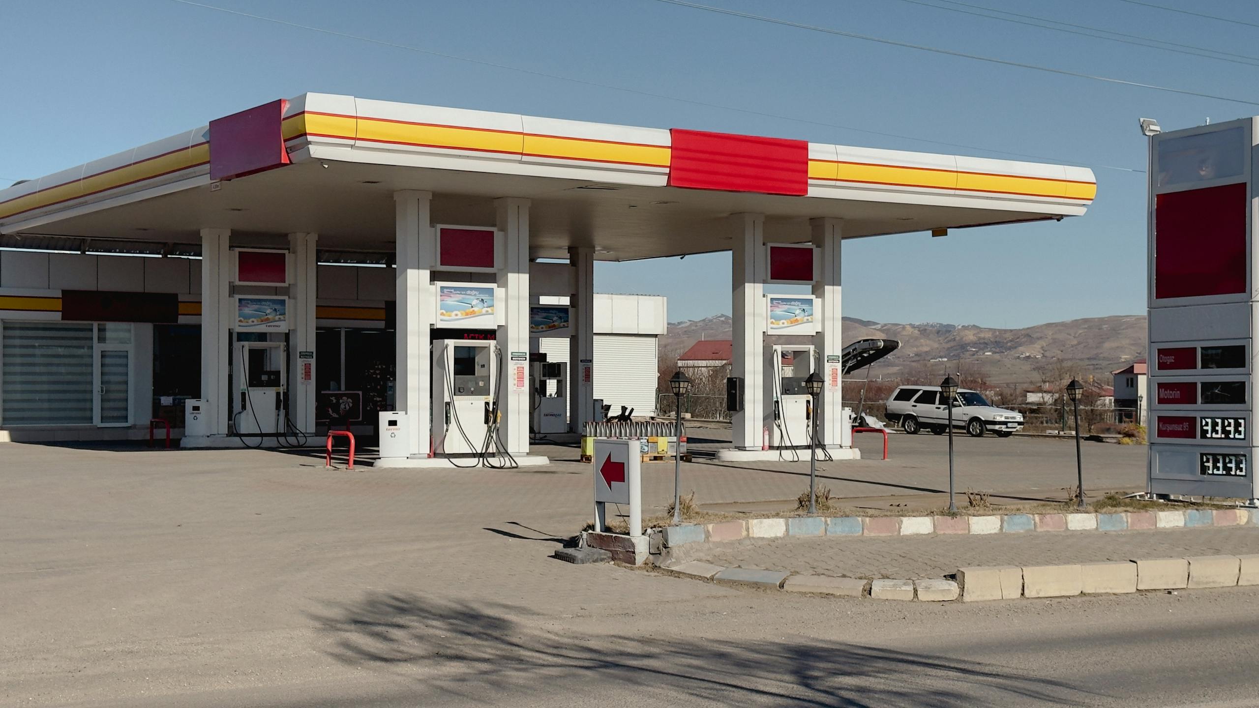 Daytime view of a gas station